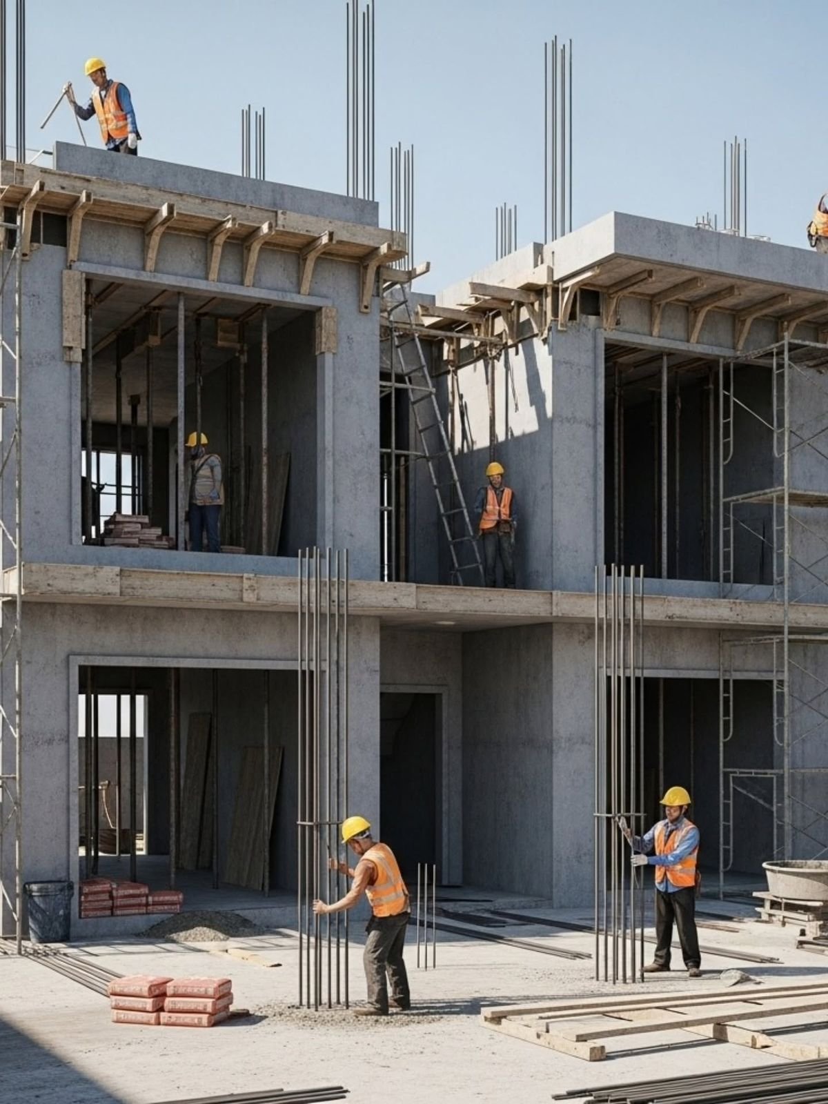 فريق عمل مقاول ترميم وبناء أثناء العمل